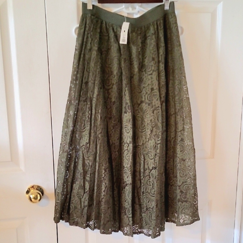 Nwt Olive Green Lace Skirt